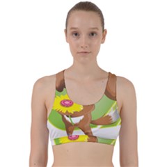 Dog Character Animal Flower Cute Back Weave Sports Bra by Sapixe