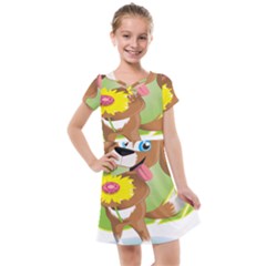 Dog Character Animal Flower Cute Kids  Cross Web Dress