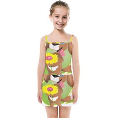 Dog Character Animal Flower Cute Kids Summer Sun Dress by Sapixe