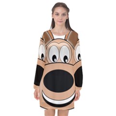 Doh Puppy Happy Pet Hound Animal Long Sleeve Chiffon Shift Dress 