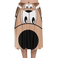 Doh Puppy Happy Pet Hound Animal Velvet Flared Midi Skirt