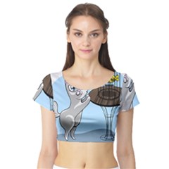 Cat Bird Cage Hunt Hunting Pet Short Sleeve Crop Top by Sapixe