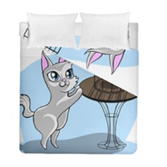 Cat Bird Cage Hunt Hunting Pet Duvet Cover Double Side (full/ Double Size) by Sapixe