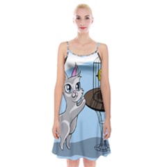 Cat Bird Cage Hunt Hunting Pet Spaghetti Strap Velvet Dress