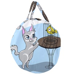 Cat Bird Cage Hunt Hunting Pet Giant Round Zipper Tote by Sapixe