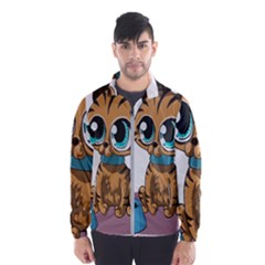 Kitty Cat Big Eyes Ears Animal Windbreaker (men) by Sapixe