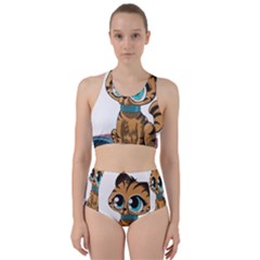 Kitty Cat Big Eyes Ears Animal Racer Back Bikini Set