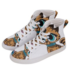 Kitty Cat Big Eyes Ears Animal Men s Hi-top Skate Sneakers by Sapixe