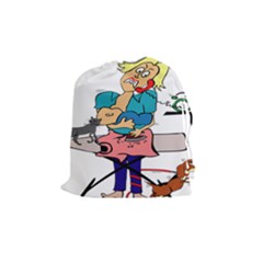 Housewife Multitasking Woman Drawstring Pouches (medium)  by Sapixe