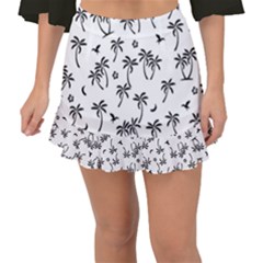 Tropical Pattern Fishtail Mini Chiffon Skirt