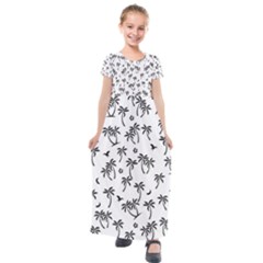 Tropical Pattern Kids  Short Sleeve Maxi Dress