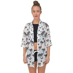 Tropical Pattern Open Front Chiffon Kimono