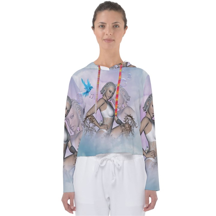 Fairy In The Sky With Fantasy Bird Women s Slouchy Sweat