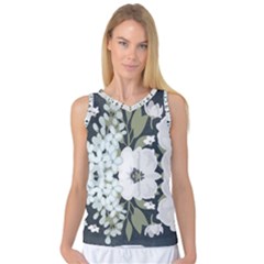 White Vintage Florals Women s Basketball Tank Top