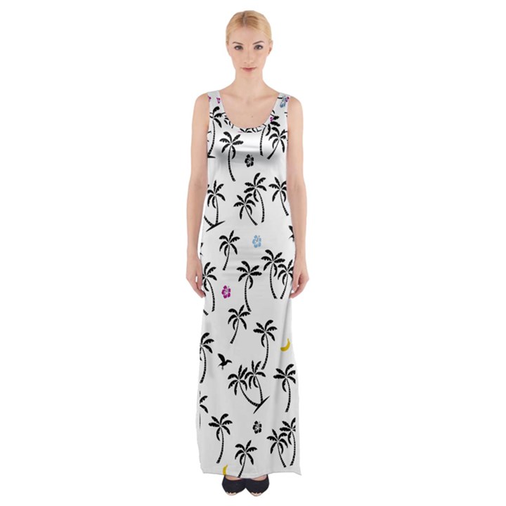 Tropical pattern Maxi Thigh Split Dress