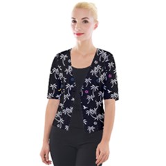 Tropical Pattern Cropped Button Cardigan