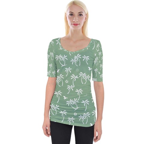 Tropical Pattern Wide Neckline Tee by Valentinaart