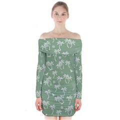 Tropical Pattern Long Sleeve Off Shoulder Dress by Valentinaart