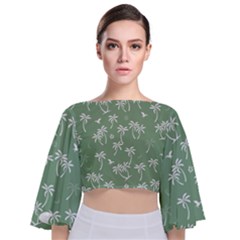 Tropical Pattern Tie Back Butterfly Sleeve Chiffon Top by Valentinaart