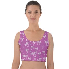 Tropical Pattern Velvet Crop Top