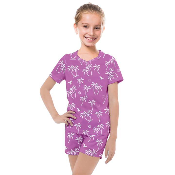 Tropical pattern Kids  Mesh Tee and Shorts Set