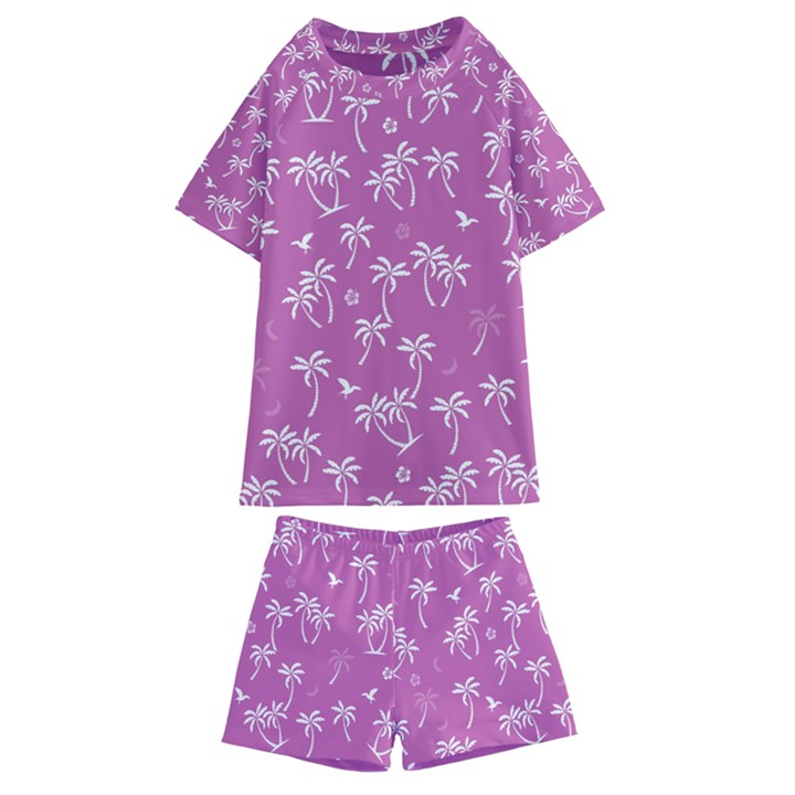 Tropical pattern Kids  Swim Tee and Shorts Set