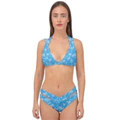 Tropical Pattern Double Strap Halter Bikini Set