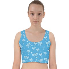 Tropical Pattern Velvet Racer Back Crop Top