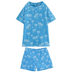 Tropical Pattern Kids  Swim Tee And Shorts Set