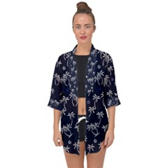 Tropical Pattern Open Front Chiffon Kimono