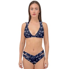 Tropical Pattern Double Strap Halter Bikini Set