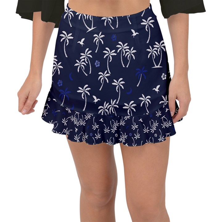 Tropical pattern Fishtail Mini Chiffon Skirt