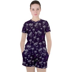 Tropical Pattern Women s Tee And Shorts Set