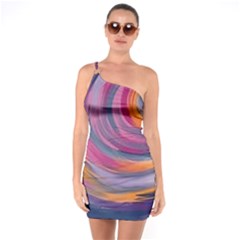 Purple Circles Swirls One Soulder Bodycon Dress