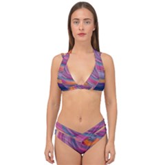 Purple Circles Swirls Double Strap Halter Bikini Set