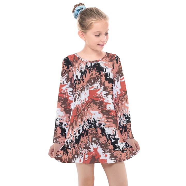 Watercolor Native zig zags Kids  Long Sleeve Dress