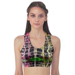 Pink Green Paint Battle And Black Lightning  Zigzag Sports Bra by flipstylezfashionsLLC