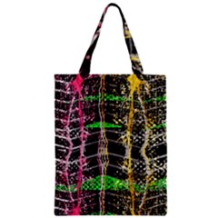 Pink Green Paint Battle And Black Lightning  Zigzag Zipper Classic Tote Bag by flipstylezfashionsLLC