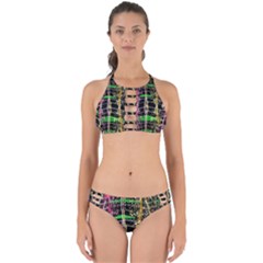 Pink Green Paint Battle And Black Lightning  Zigzag Perfectly Cut Out Bikini Set by flipstylezfashionsLLC