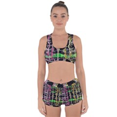 Pink Green Paint Battle And Black Lightning  Zigzag Racerback Boyleg Bikini Set