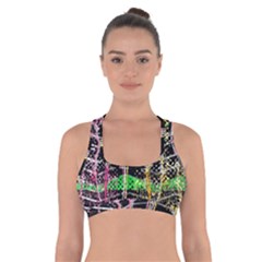 Pink Green Paint Battle And Black Lightning  Zigzag Cross Back Sports Bra by flipstylezfashionsLLC