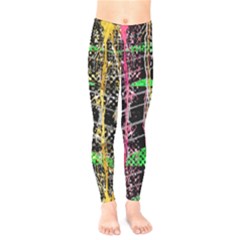 Pink Green Paint Battle And Black Lightning  Zigzag Kids  Legging by flipstylezfashionsLLC