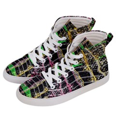 Pink Green Paint Battle And Black Lightning  Zigzag Men s Hi-top Skate Sneakers by flipstylezfashionsLLC