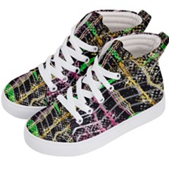 Pink Green Paint Battle And Black Lightning  Zigzag Kid s Hi-top Skate Sneakers by flipstylezfashionsLLC