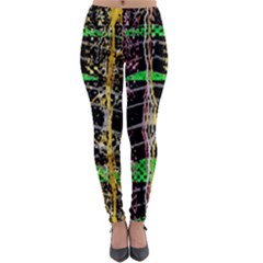 Pink Green Paint Battle And Black Lightning  Zigzag Lightweight Velour Leggings