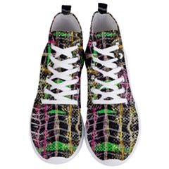 Pink Green Paint Battle And Black Lightning  Zigzag Men s Lightweight High Top Sneakers by flipstylezfashionsLLC