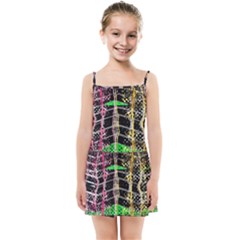 Pink Green Paint Battle And Black Lightning  Zigzag Kids Summer Sun Dress