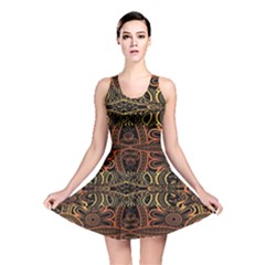 Brown And Gold Aztec Design  Reversible Skater Dress by flipstylezfashionsLLC