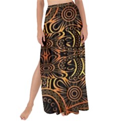 Brown And Gold Aztec Design  Maxi Chiffon Tie-up Sarong