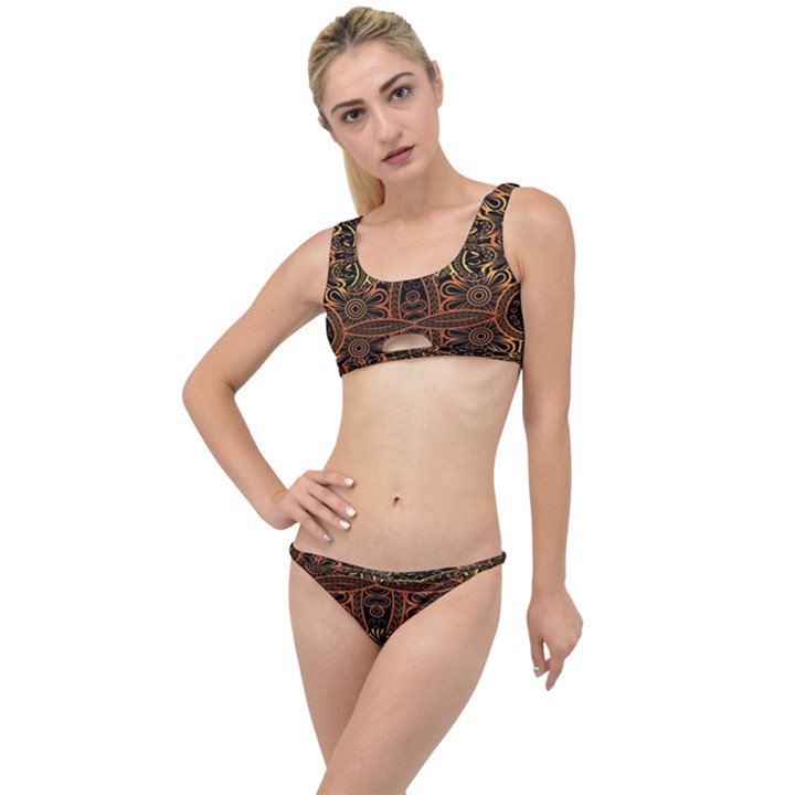 Brown and gold Aztec design  The Little Details Bikini Set